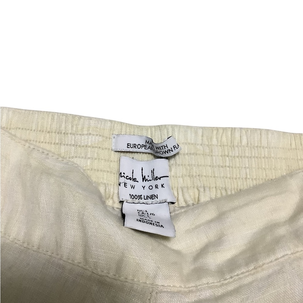 Linen Cream Wide-Leg Pants - Picture 3 of 3
